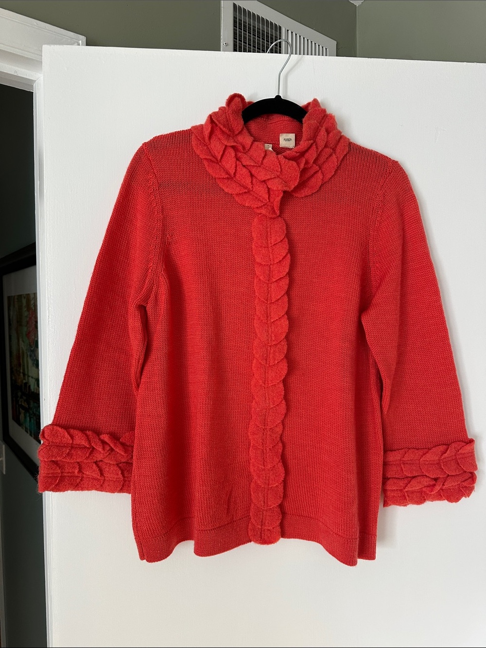 Moth by Anthropologie Orange Detail Trim Knit Cardigan